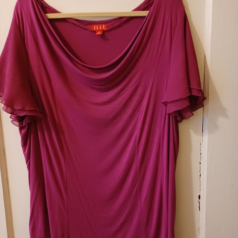 Fuchsia Top with a Cowl Style Neckline - Size 2X